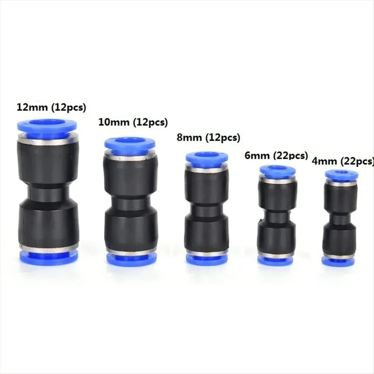 A95G 80pcs Quick Connect Push Connectors for Polyethylene Pipe PU/PA/PE/PVC Compatible with 1/2 3/8 5/16 1/4 5/32 Inch Tubing