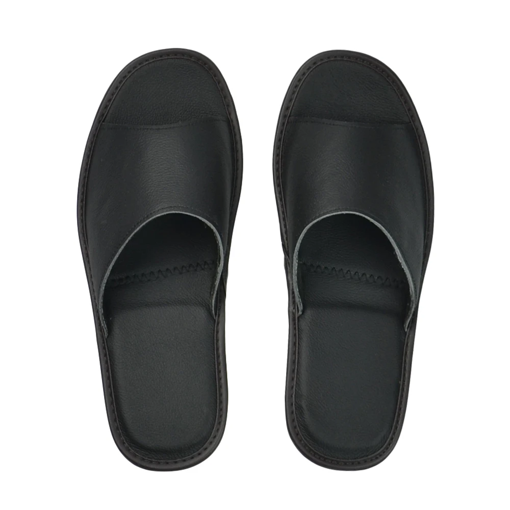 Genuine Cow Leather slippers couple indoor non-slip men women home fashion casual single shoes for women TPR soles spring summer