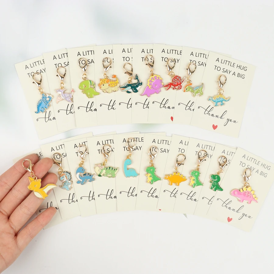 19 Pieces of Cute Dinosaur Keychains - Perfect Gift for Dinosaur Enthusiasts and Best Friends |   Cute Bag Charms, Love and Care Party Favors. image 4