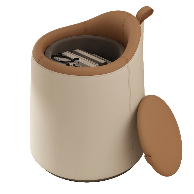 مقعد زينة على الطراز الكريمي مع كرسي مكياج دوار من الخشب الصلب مع مسند ظهر فاخر صغير من العثماني لغرفة النوم