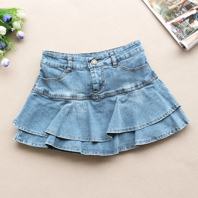 Ruffle Pleated Shorts Skirts Women 2023 Summer Low Waist A Line Y2K Denim Skirt Mini Short Jeans Skirts Outdoor Sex Skirt Woman — zdjęcie 3