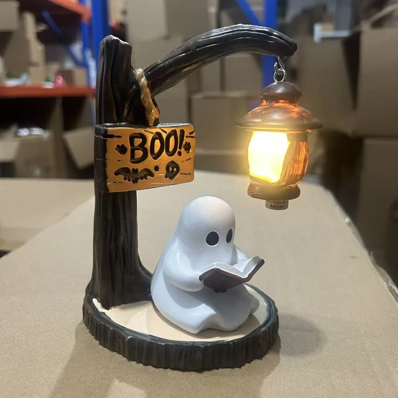 Ghost Reading Lantern 4.3x3.14x6.3 Inches Resin Spooky Night Light for Bookshelf Desk Home Office view 5