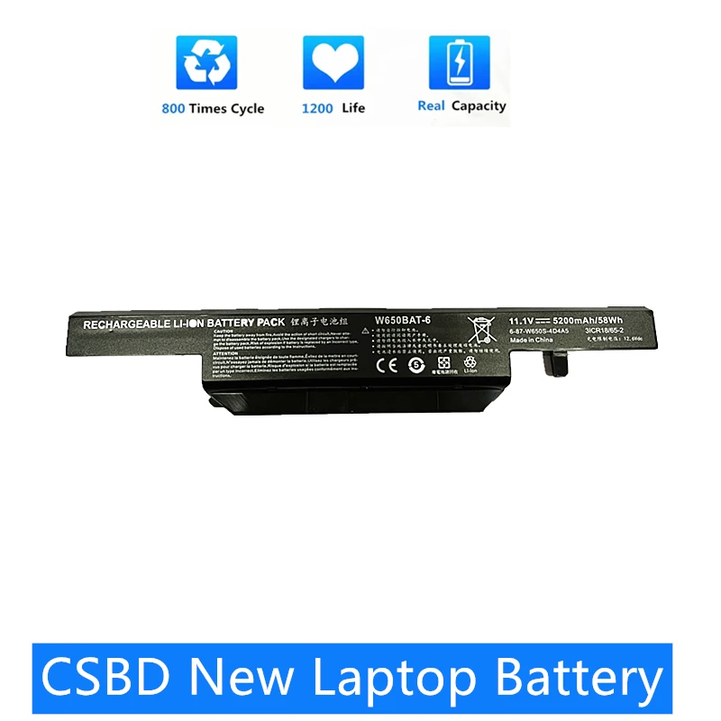 

CSBD New OEM Laptop Battery for Clevo W650 (11.1v 4400mAh) P/N: w650bat-6 K590C K750D G150SG G150S G150TC G150MG W650S