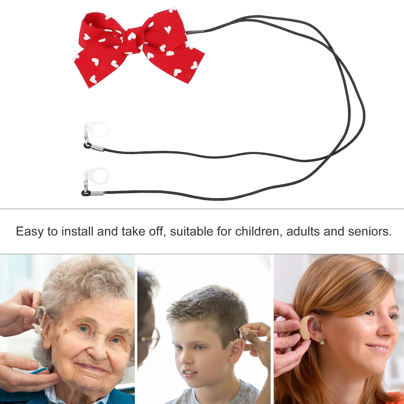 Hearing Aid Anti-Lost Cord Premium Cloth Material Secure Fixation Strap for Adults Seniors Easy Install Removal Gift