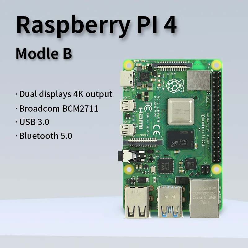 

Raspberry Pie 4B Raspberry Pi, компьютер 4-го поколения Linux, макетная плата с искусственным интеллектом, кожа питона