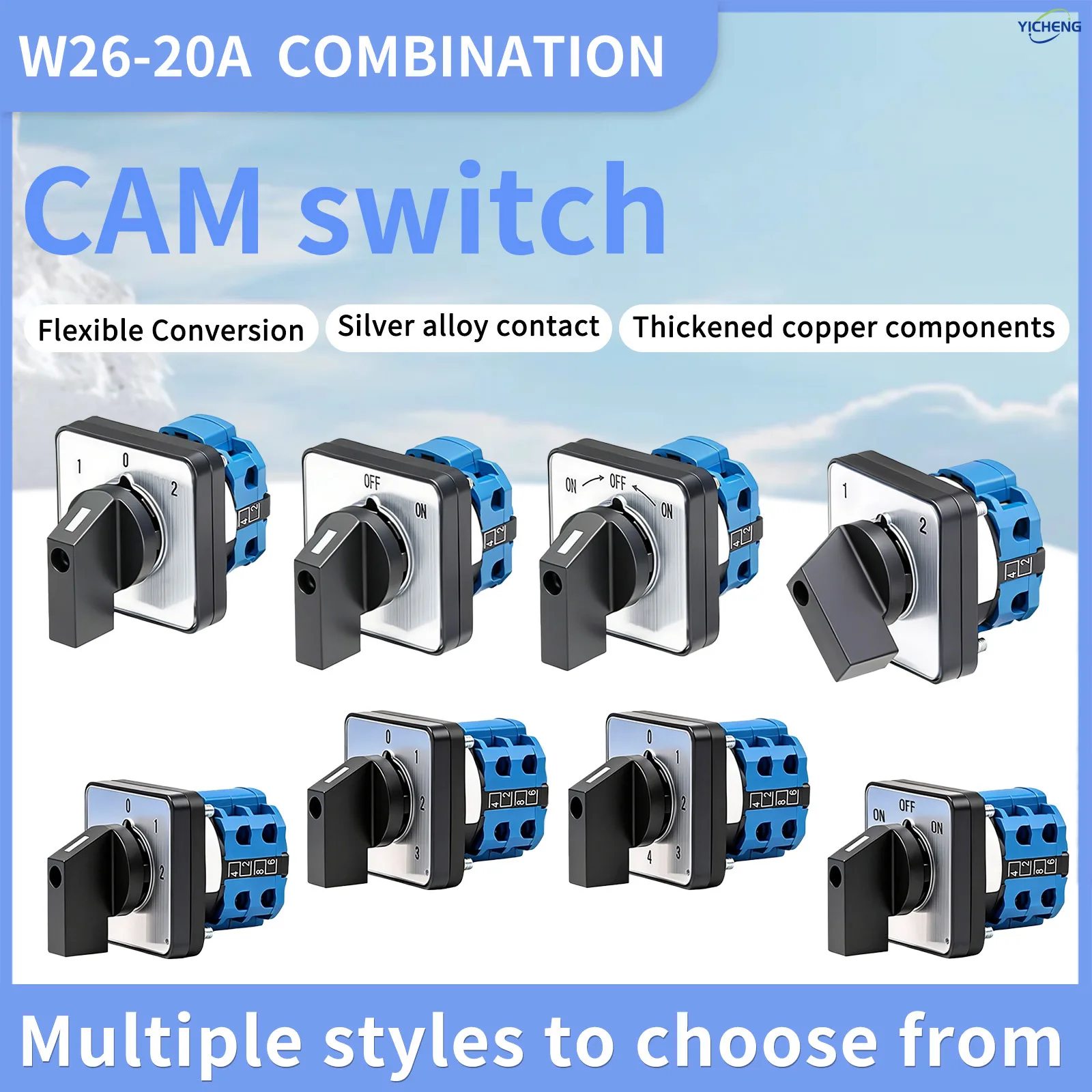1Pcs 20A 2/3/4 Position Self-locking type Universal Rotary Changeover Switch,Dual loop control and single loop control（optional）
