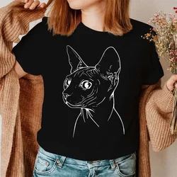 Letnia koszula Casual odzież graficzna T koszula z krótkim rękawem kobiety sfinks moda dla kotów ubrania Tee T-shirt bluzki damskie Camisas Mujer