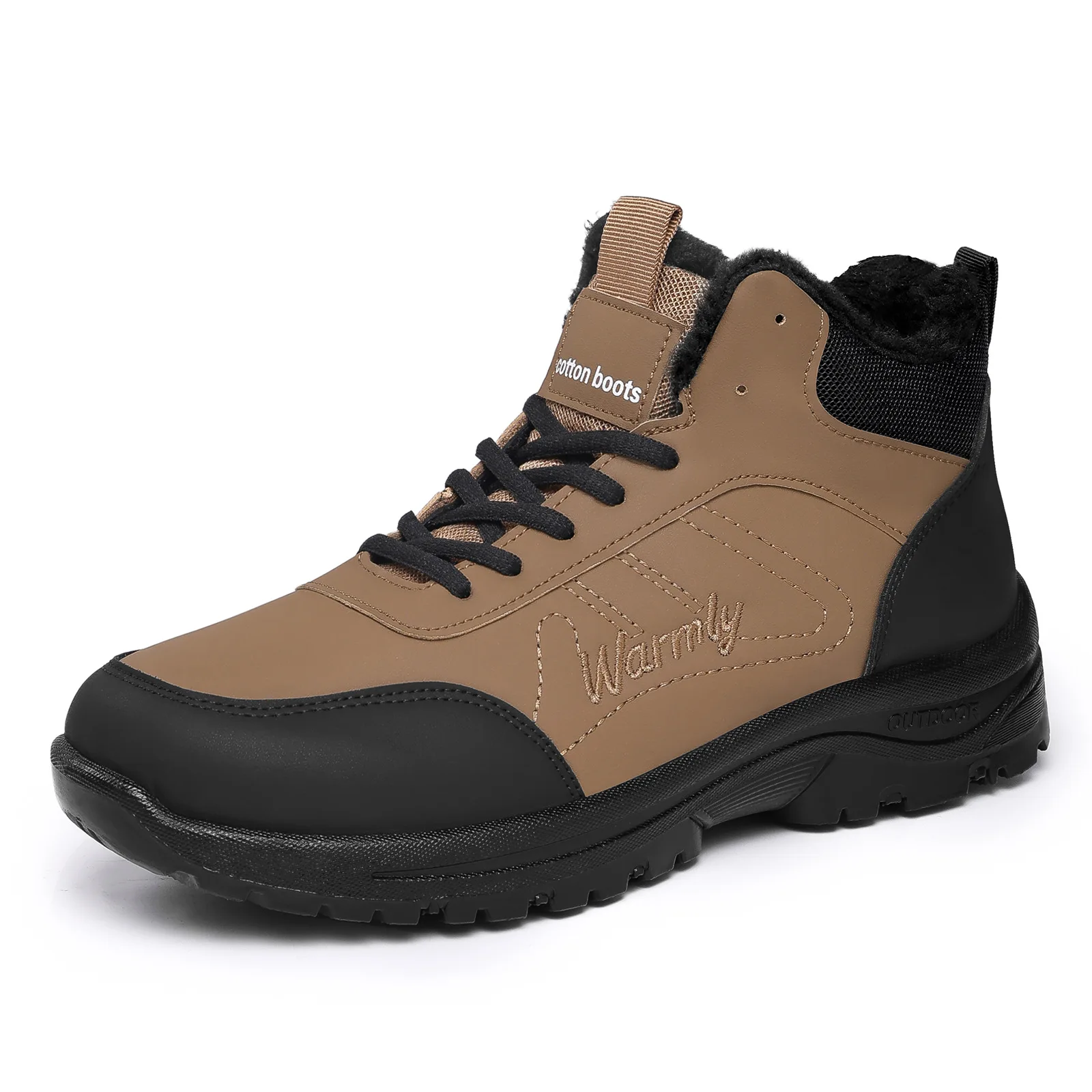Men's Cotton Shoes with Thick Velvet for Winter Outdoor Hiking, Casual and Versatile, Soft Soled and Comfortable Workwear Shoes view 6