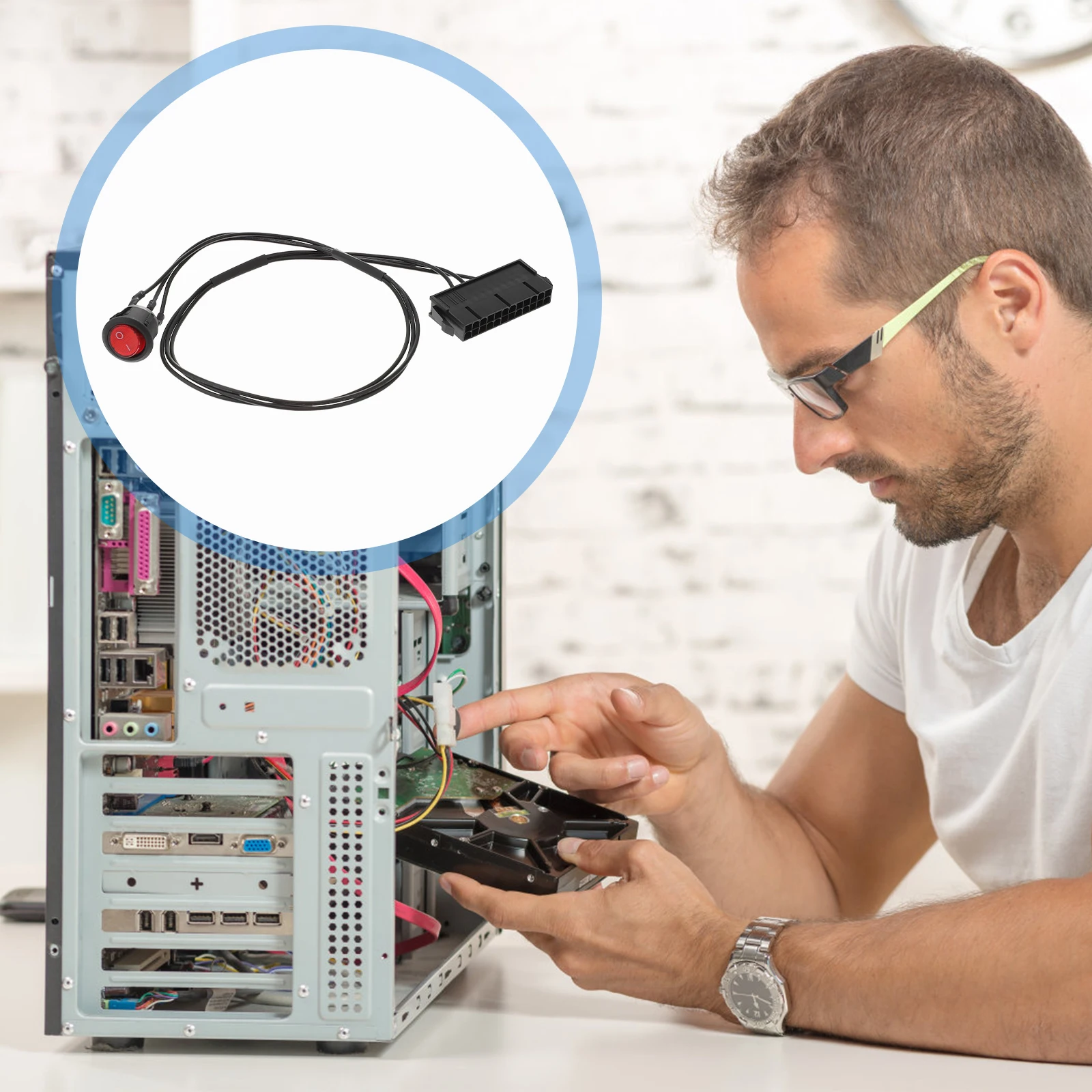 

18AWG луженый источник питания 24PIN аксессуары для ПК блок питания перемычка мостовой кабель переключатель светодиодный тестер материнской платы ПК