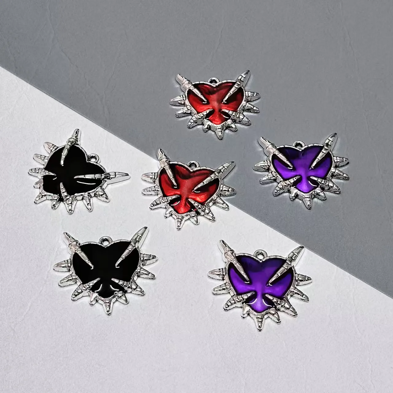 Halloween Gothic Thorns Wire Cross Heart Alloy Drip Pendant DIY Handmade Jewelry Accessories
