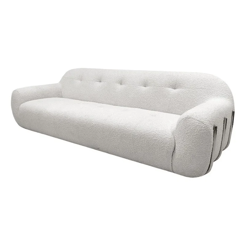 Cream wind wool fabric sofa living room sofa single sofa three people
