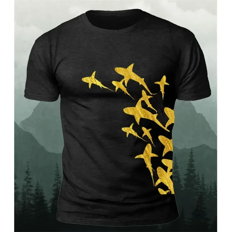 الحيوان تي شيرت للرجال الملابس فانوس الأسماك ثلاثية الأبعاد طباعة عناصر الرعب بلايز الصيف المتضخم م القمم الشارع ملابس كاجوال