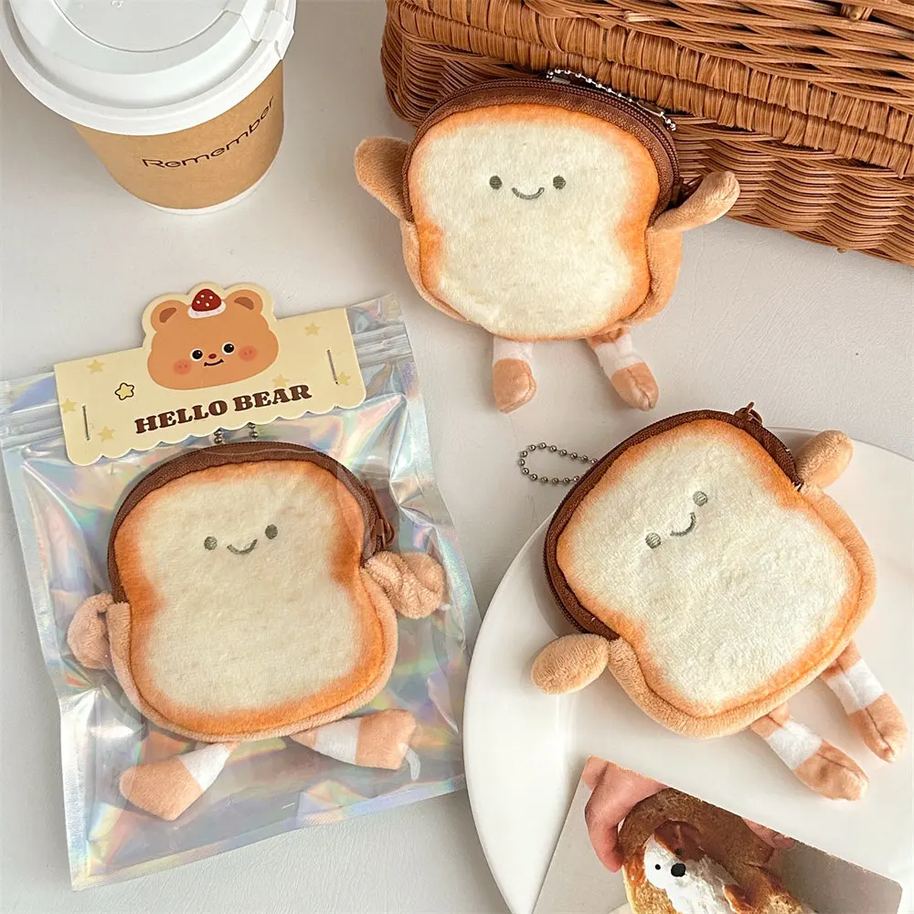 Simpatico cartone animato Toast portamonete creativo peluche bambola appesa monete cuffie borsa portaoggetti portachiavi regali di compleanno