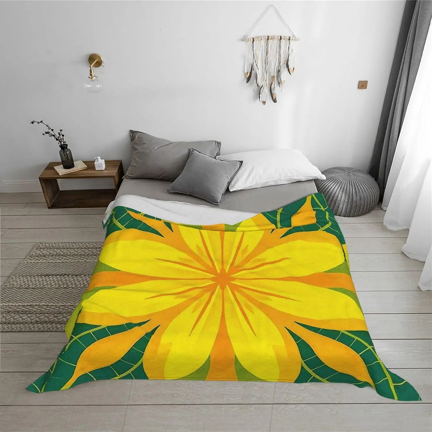 

Одеяло 50 "X 40" Мягкое уютное флисовое одеяло Легкие теплые одеяла для кровати для дивана-кровати Стула Домашний декор Желтый цветок a