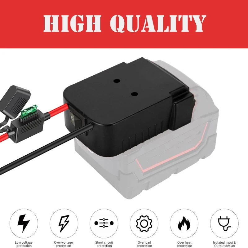 Battery DIY Adapter for Milwaukee 18V Lithium Battery Power Wheels Adapter with Switch Fuse For 48-11-1815 48-11-1850 Battery