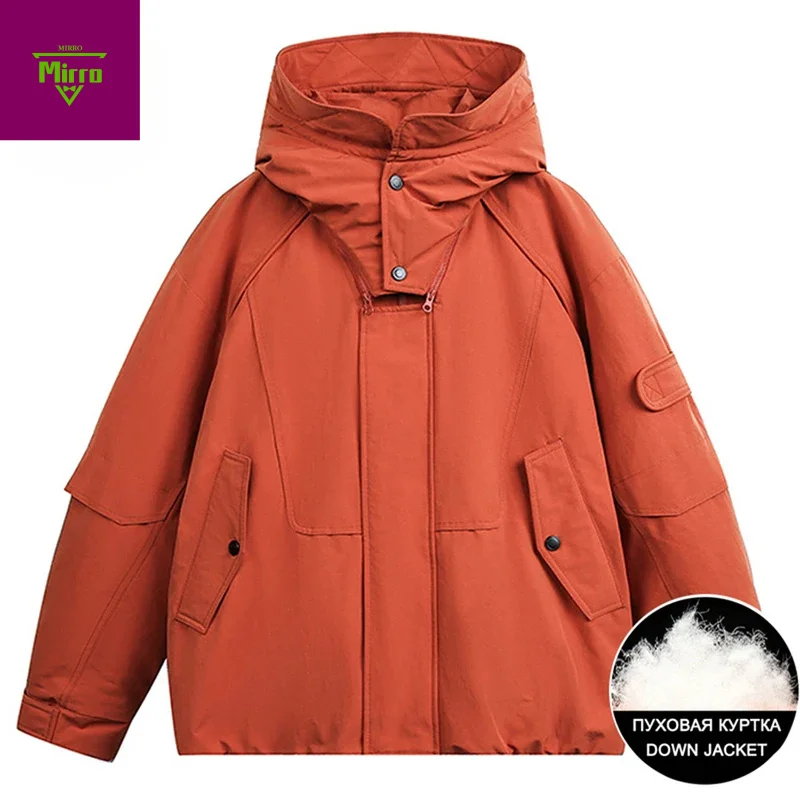 

90% White Duck Down Jackets Men Winter Warm Parkas Coats Casual Loose Hooded Padded Puffer Jackets Outwear