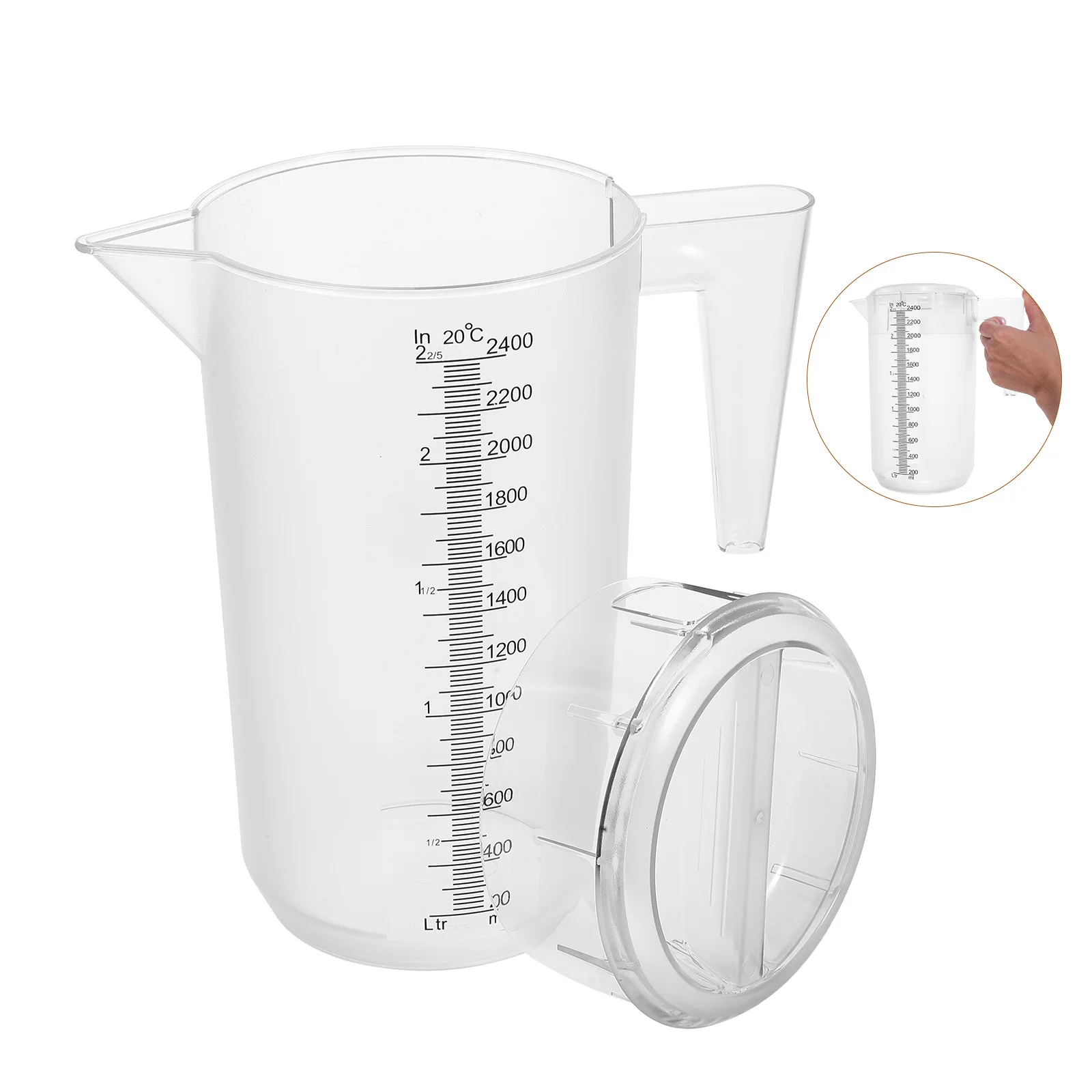 

2400ml Plastic Drink Pitcher Frosted Lid Cold Beverage Jug Measurement Scale Water Container Office Home Kitchen
