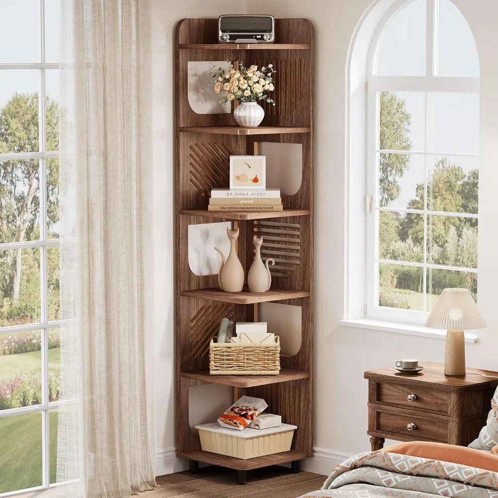 Rustic 71-Inch Tall Corner Shelf - Square Rack Design for Corner Display and Storage
