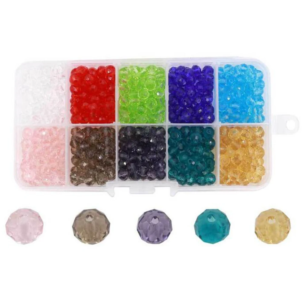 

500 Pcs Crystal Flat Glass Beads 10 Colors 50 Pieces Each Color DIY Jewelry Making Crafts Accessories Gift Box