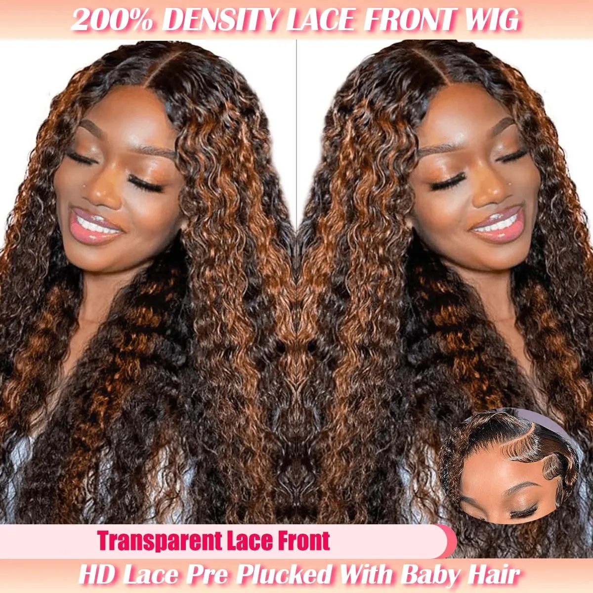 

Curly 1B30 Highlight Glueless Wigs Human Hair Wigs Pre Plucked Pre Cut 5x5 HD Lace Closure Wigs Deep Wave Frontal Wigs Brazilian