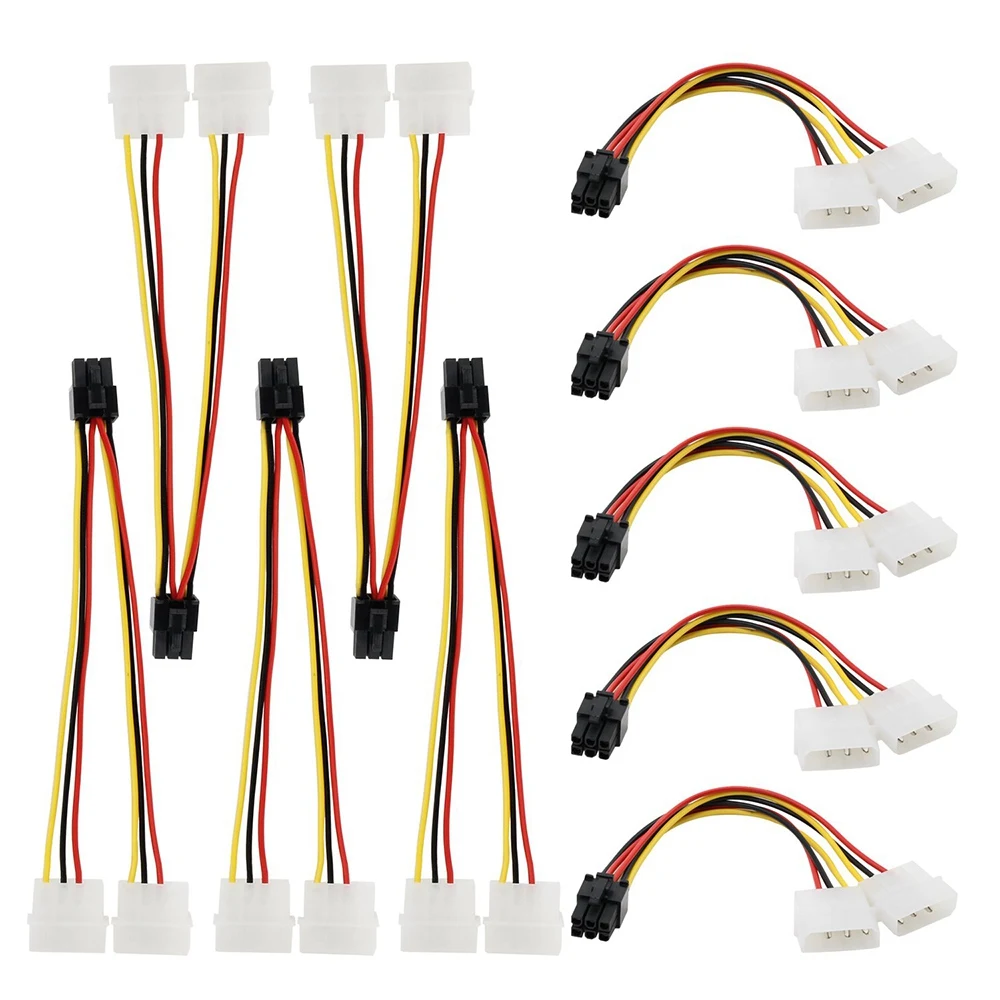 

10 шт. Molex 4-контактный к PCI-E PCI расширенный 6-контактный кабель адаптера питания для видеокарты