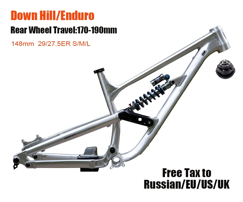 

Рама Enduro с полной подвеской, алюминиевый велосипед с мягким хвостом 29/27,5 er DH MTB Frameset Boost 2X148 мм, 4 звена, задняя дорожка 170 мм DPD