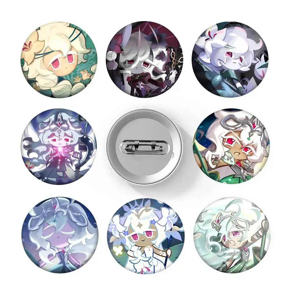 Anime White Lily C-Cookie Round Badge Creative Brooch Clothing Backpack Accessories Lapel Pin