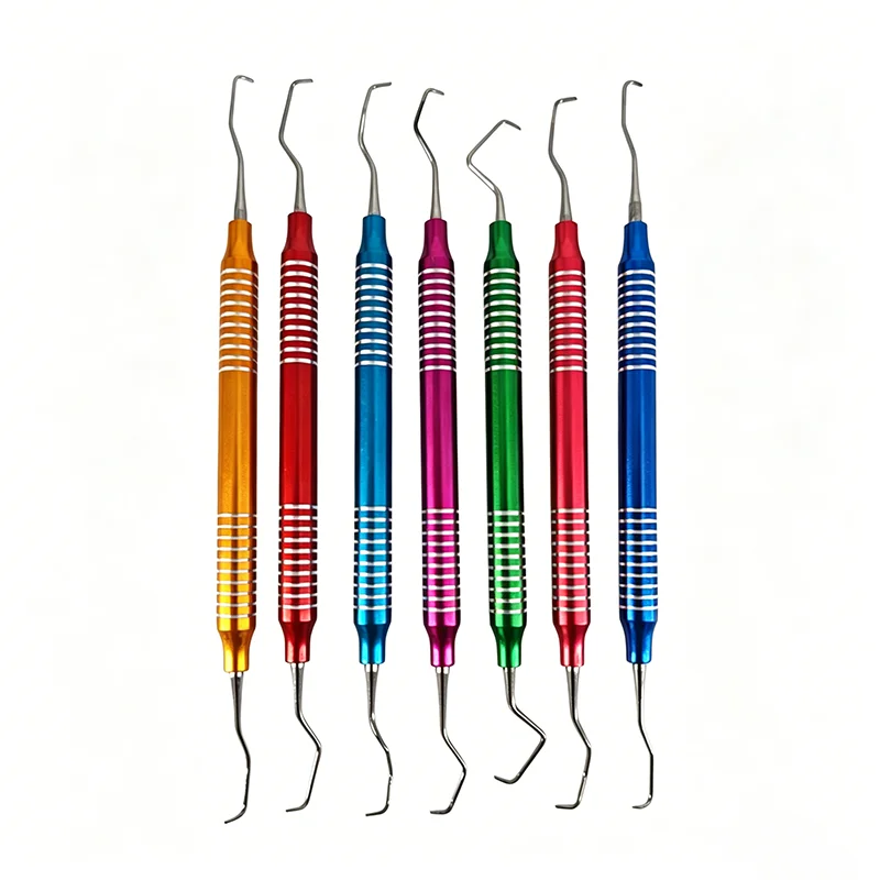 

7PCS Color Dental Gracey Curettes Set Dentistry Scaler Set Periodontal Teeth Clean Removing Tooth Calculus Scraper Tool