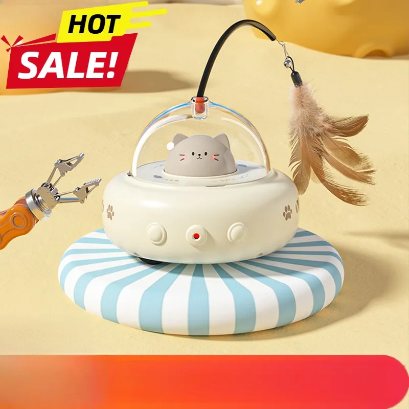 

Smart Auto Cat Toy w/ Laser & Feather, 7Days Play, Auto Avoid Obstacle, Touch Wake, 2 Colors