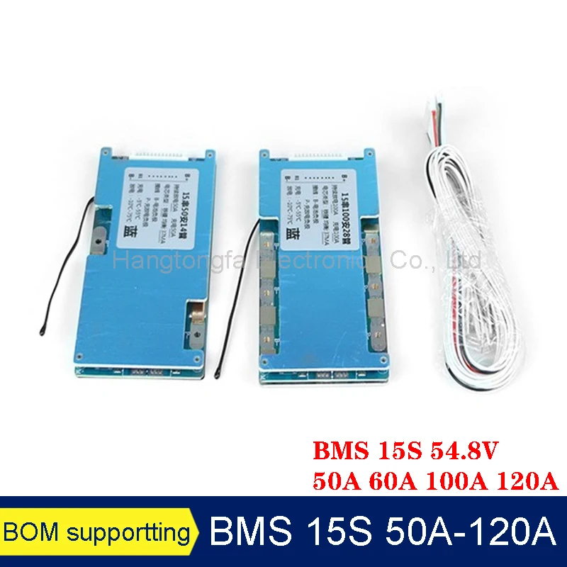 BMS 15S 50A 60A 100A 120A 54.8V Ternary Iron Lithium Battery Charge Protection Board With Balance Temperature Controlpower