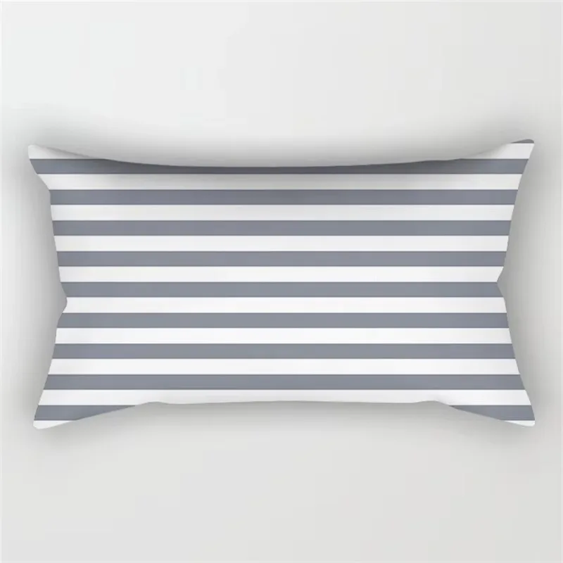 Patchwork Grey Geometric Pattern Print Decoration Bedroom Living Room Office Waist Support Home Rectangular Pillowcase