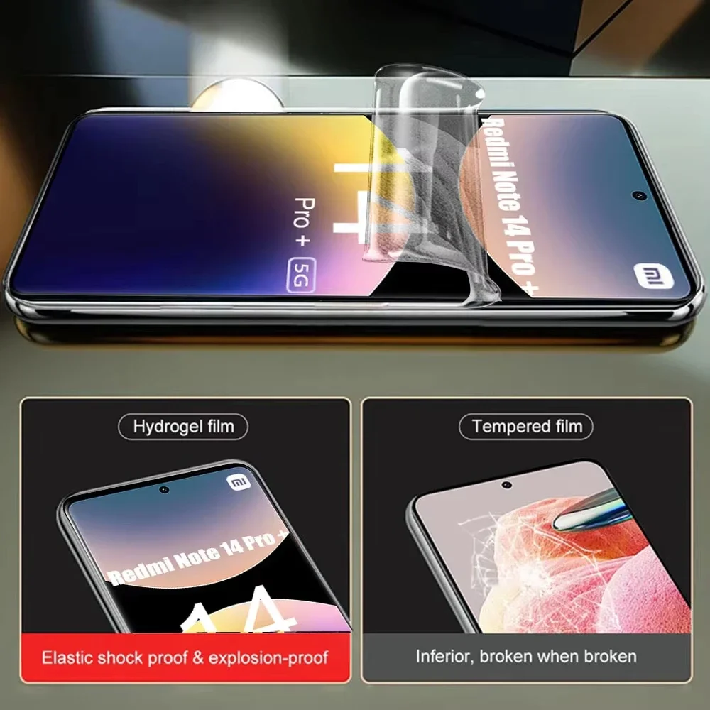 4 قطعة فيلم هيدروجيل ل Xiaomi Redmi نوت 14 برو زائد 13 12 11 11S 12S 10S 9T لينة حامي الشاشة ل Redmi نوت 14 5G 4G فيلم