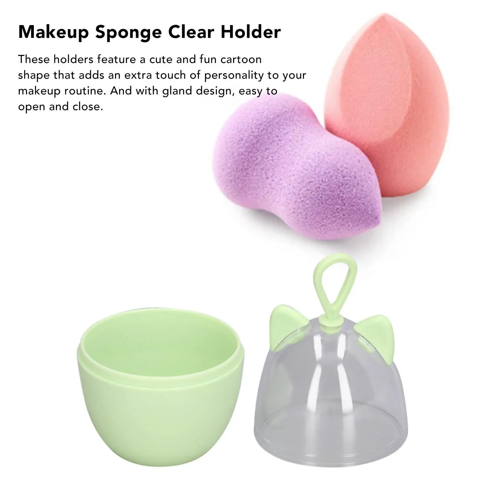 Portable Cartoon Makeup Sponge Holder with Hanging Hole - Clear Case for jewelry Storage