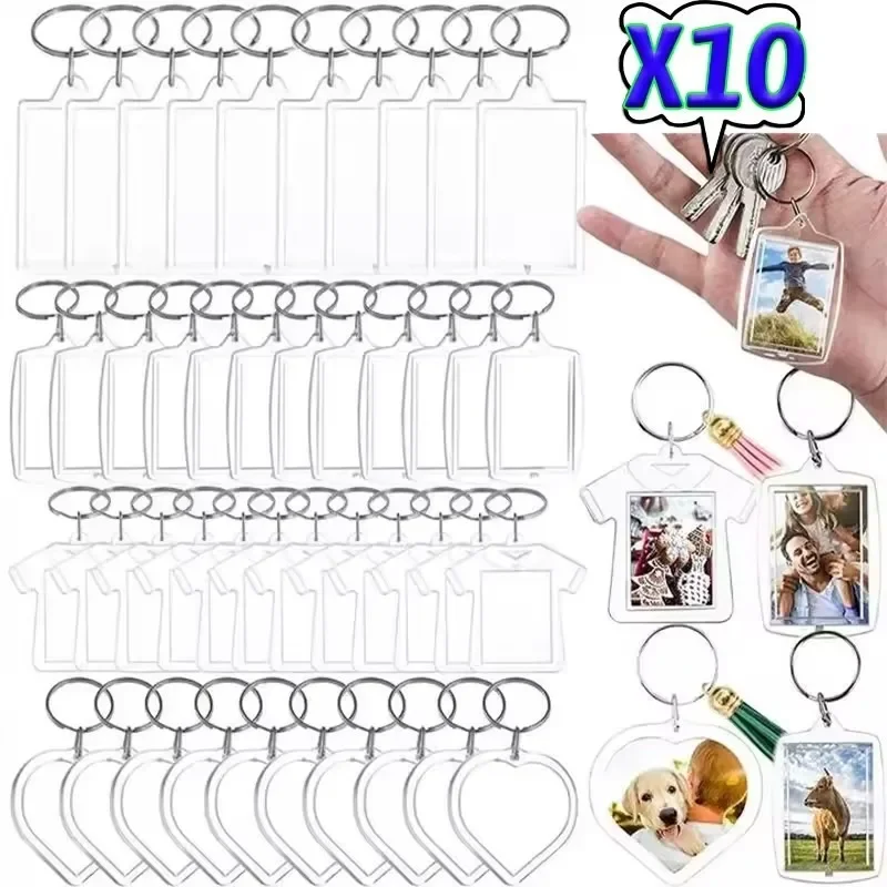 Transparent Photo Frame Key Chains Tassels Snap-In Custom Insert Photo Acrylic Blank Keyring Clear Picture Pendant DIY Supplies