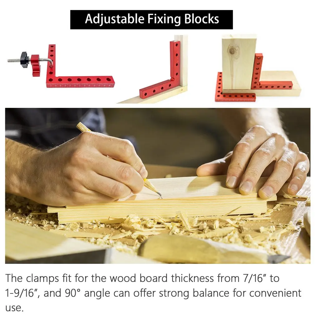 90 gradi a forma di L apparecchio ausiliario Splicing Board pannello di posizionamento Clip fissa righello quadrato da carpentiere strumento per la lavorazione del legno