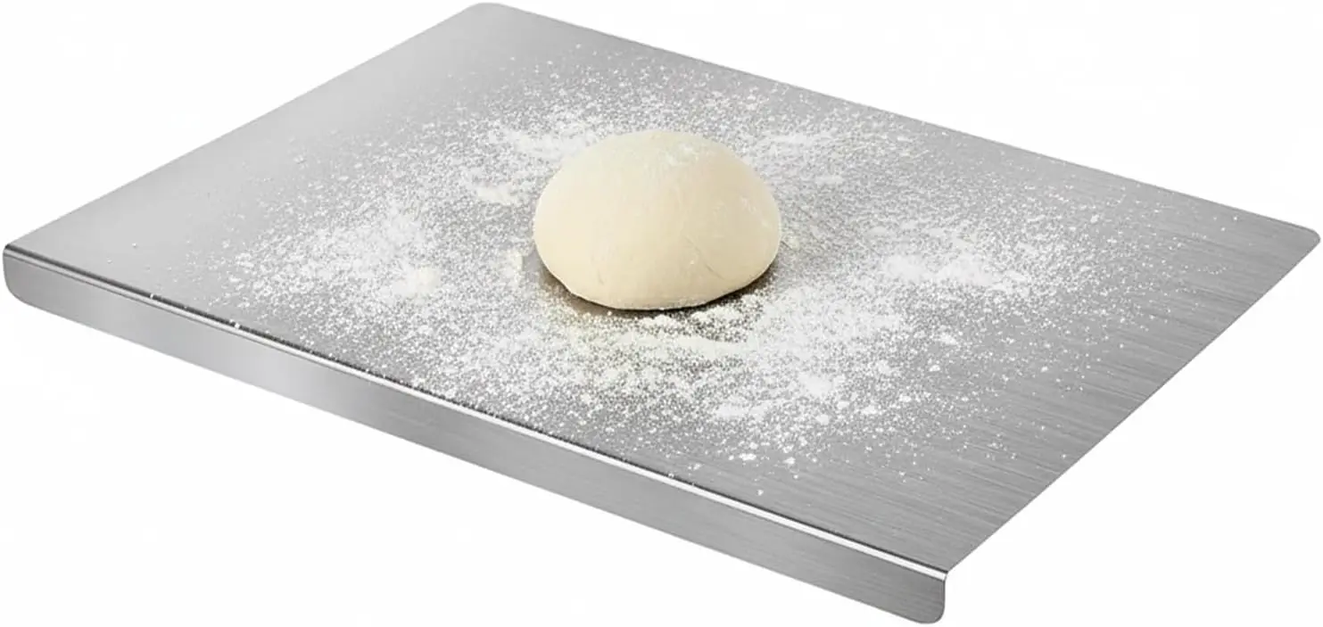 

Sakerplus Stainless Steel Cutting Board with Non Slip Pads Large Kitchen Board for Meat Vegetables Baking Bread