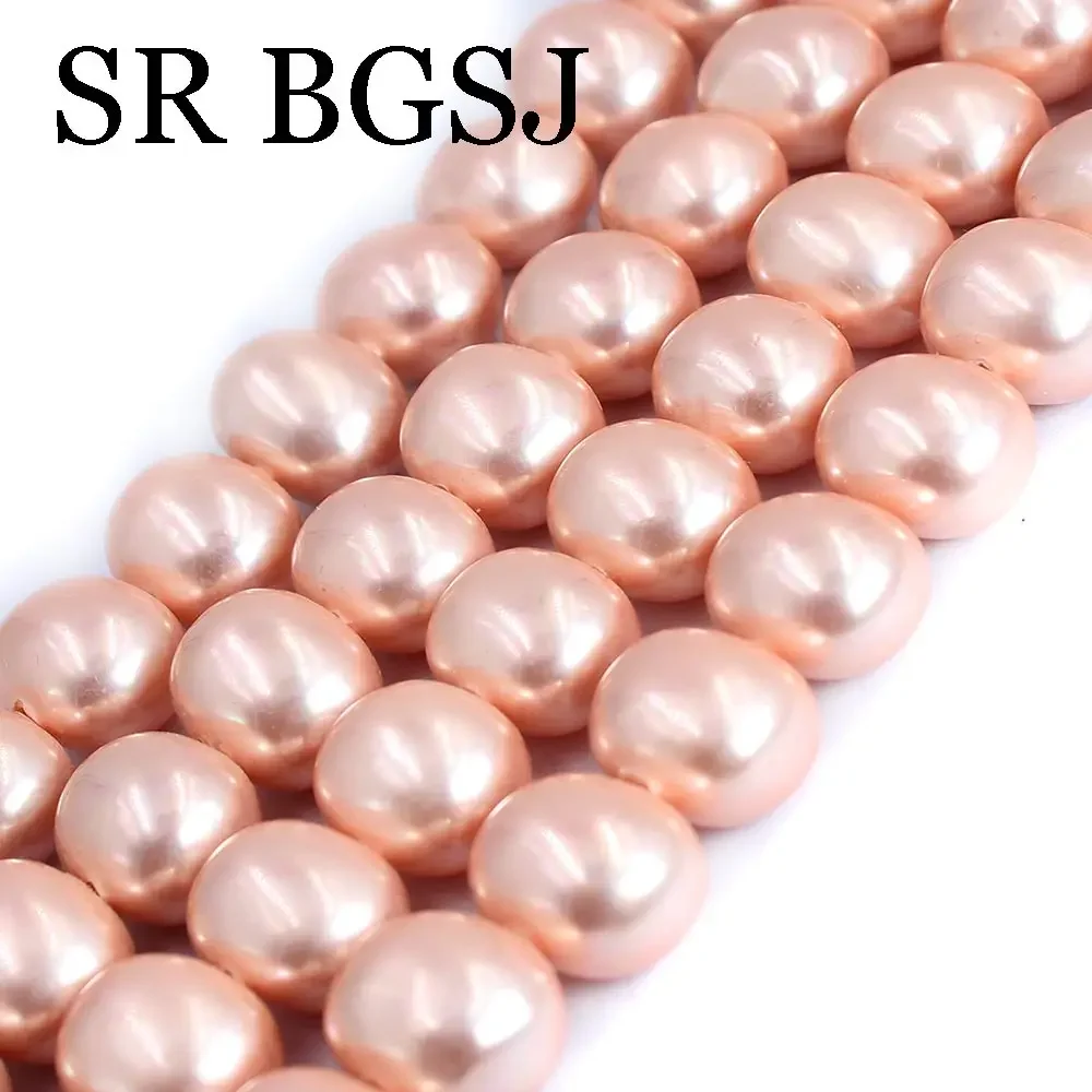 15x12mm Egg Shape Rose Pink Natural Shell Pearl Jewelry DIY Findings Spacer Beads Strand 15\