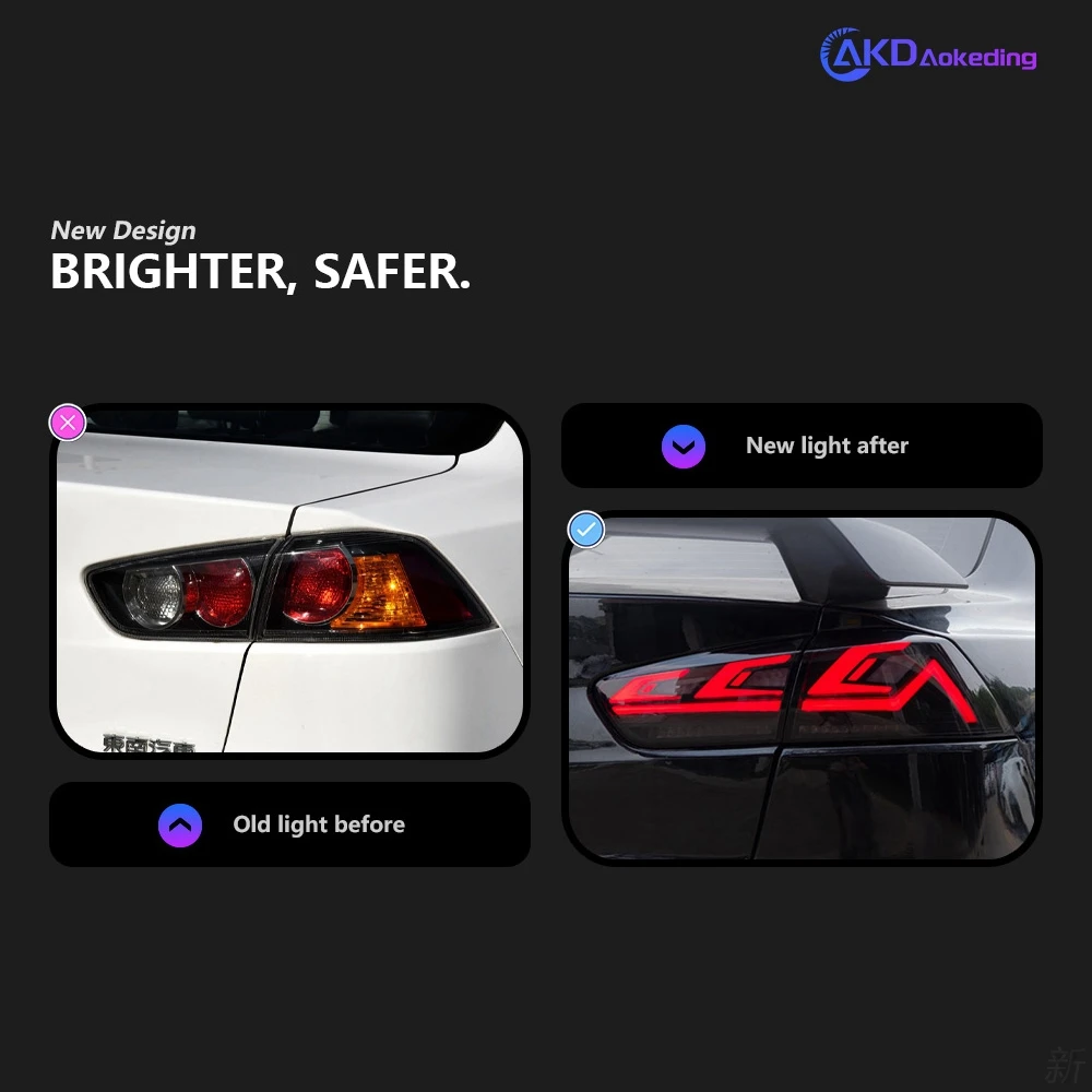 Taillights Styling for Mitsubishi Lancer LED Tail Light 2008-2017 Lancer EX LED DRL Signal Brake Reverse Auto Accessories 2PCS