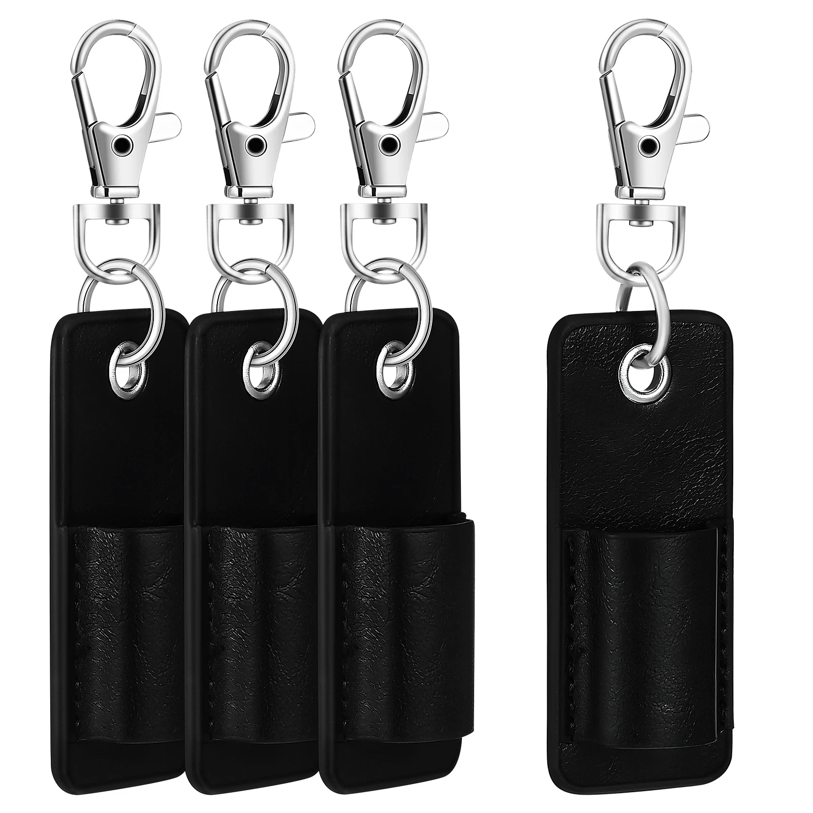 

4 pcs Pen Cover PU Pocket Protector Holder Lanyard Black Stylish Practical Pen Bag Pencil Pouch Student Supplies
