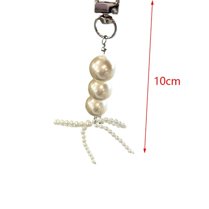 Korean Style Pearl Bead Bow Bag Charm Beads Chain Keyring For Women Girl Backpacks Car Keys Pendant Decorations Accessories