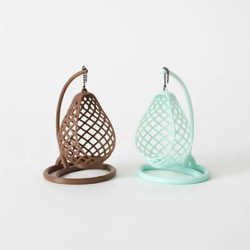 

New 1Pcs DIY Diorama Scene Accessory 1:12 Scale Dollhouse Miniature Hanging Egg Chair Wicker Swing Chair Model Desktop Decor