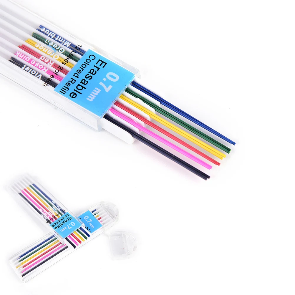 1 Boxes 0.7mm Colored Mechanical Pencil Refill Lead Erasable Student Stationary Colored Mechanical Pencil Leads