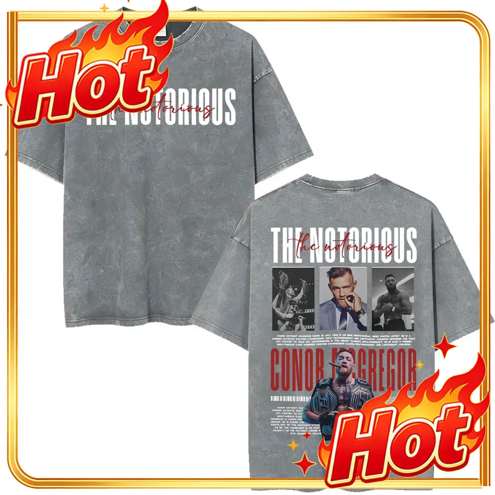 The Notorious Conor Mcgregor Vintage Washed T Shirt Men Women Casual Cotton Short Sleeve T-shirt Fashion Gothic Classic T Shirts