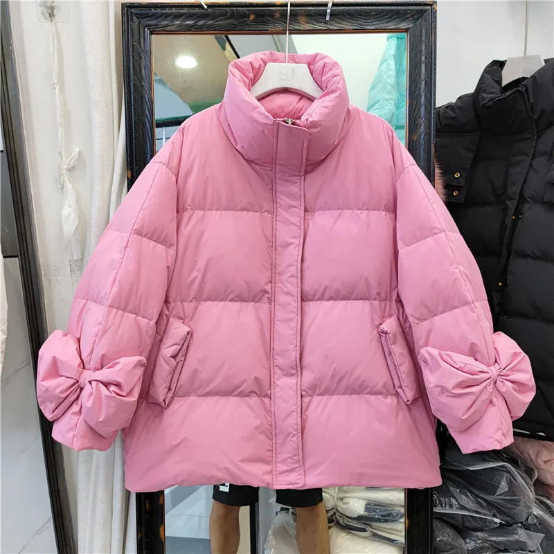 Piumini da donna stile coreano autunno inverno casual colletto allentato cappotti capispalla caldi 2024 nuovo piumino d'anatra bianco