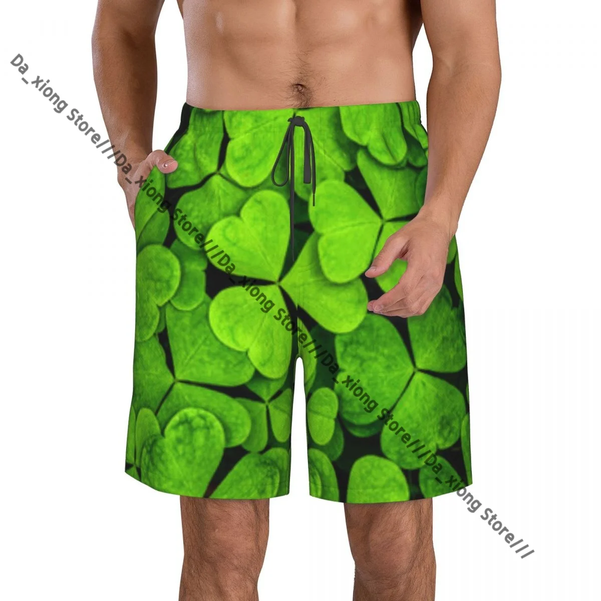 Man Swimwear Clover Leaves For Saint Patrick's Day Swim Shorts Trunks Beach Board Shorts Swimming Swimsuits
