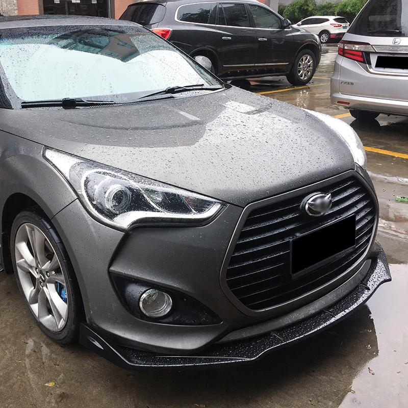

Car Front Bumper Splitter Lip Body Kit Spoiler Diffuser Deflector Carbon Fiber Look For Hyundai For Veloster 2013-2015 2016 2017