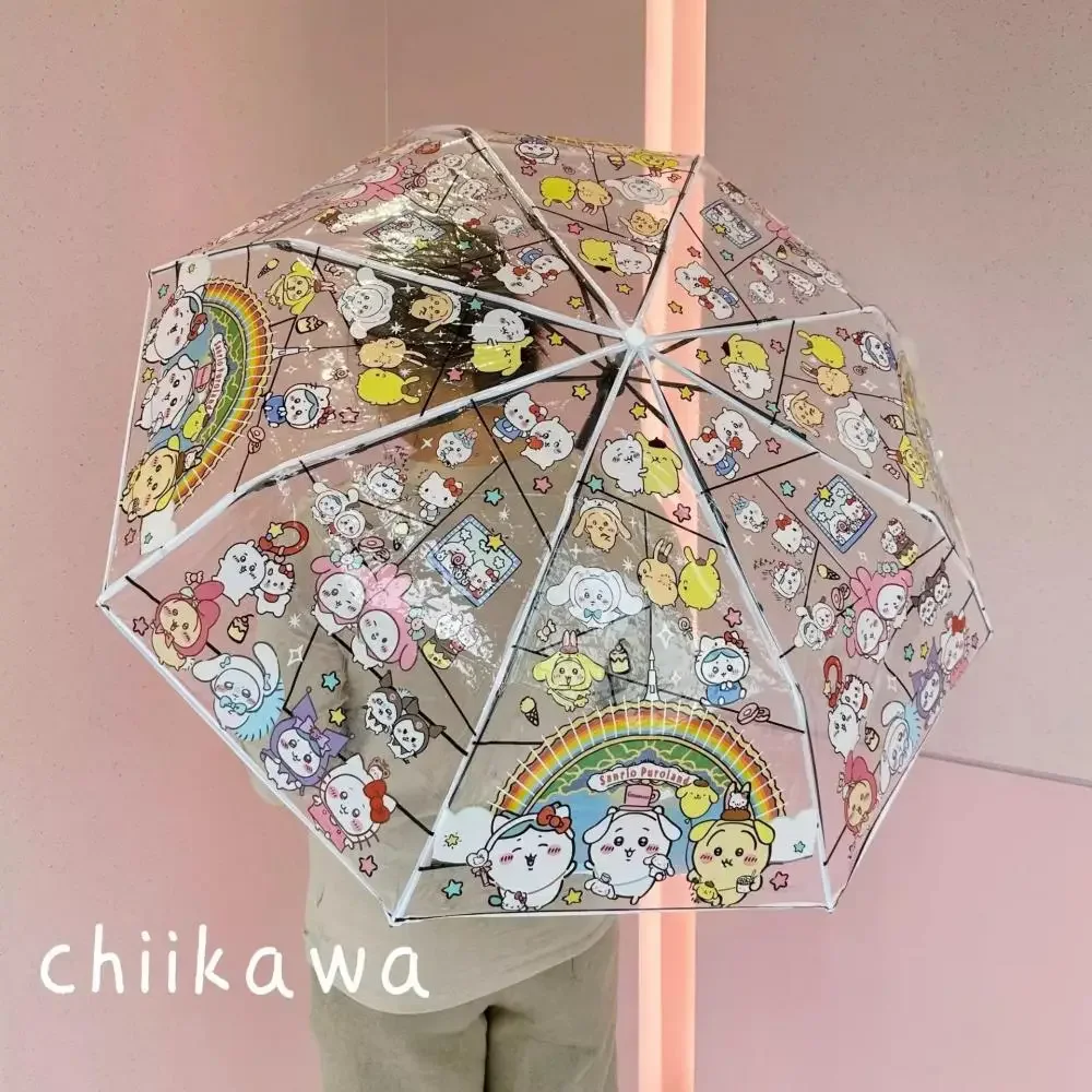 Kawaii Chiikawa Umbrella Cute Cartoon Usagi Transparent Umbrella Japanese Student Folding Adult Girls Full Automatic Umbrella view 5