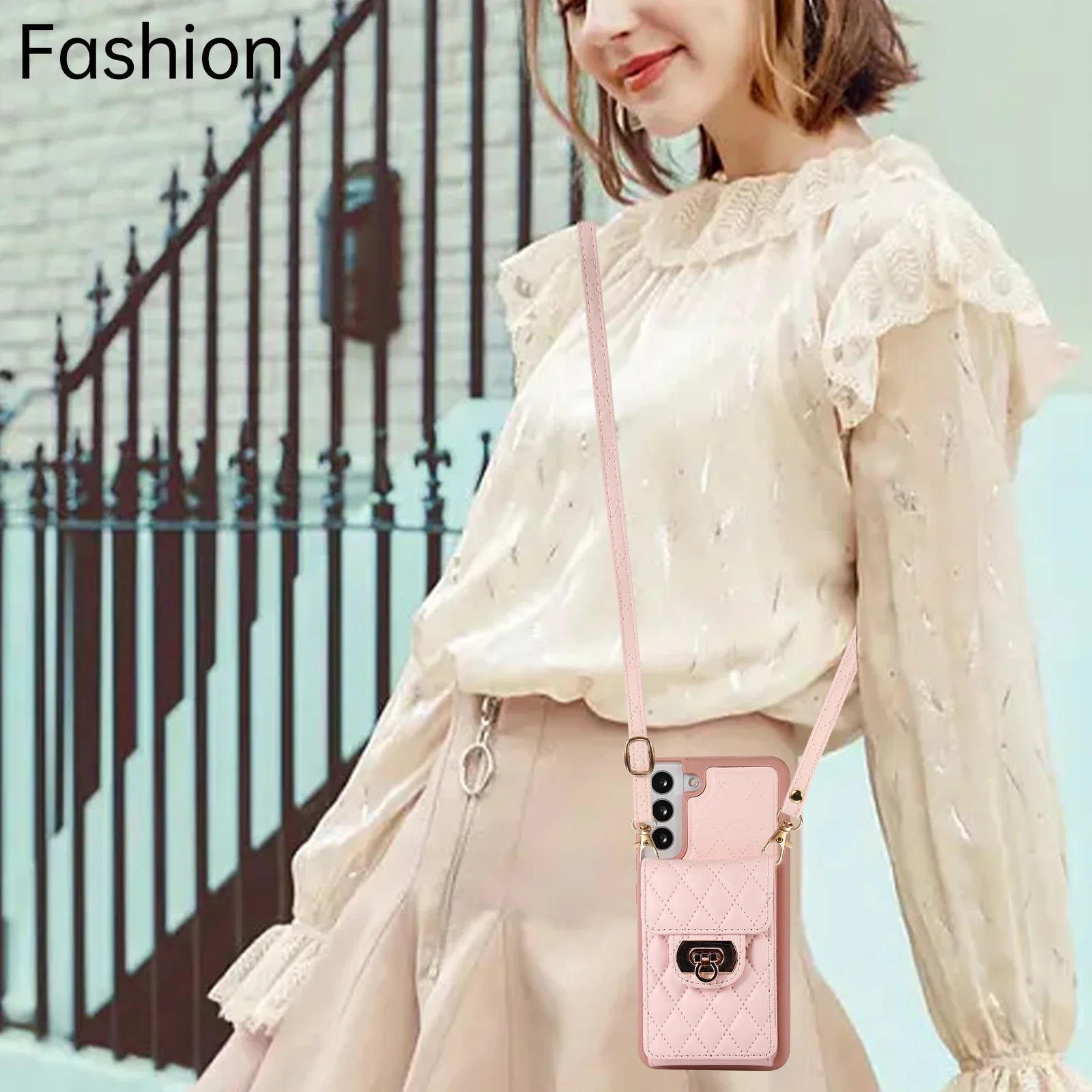 PU 가죽 케이스 삼성 갤럭시 S20 S21 FE S22 S23 플러스 울트라 TPU 숄더 크로스 바디 랜야드 로프 지갑 카드 가방 케이스