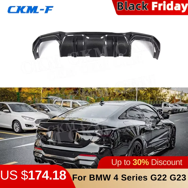 Carbon Fiber Rear Bumper Lip Diffuser Guard Spoiler For BMW 4 Series G22 G23 Coupe 2021+ Car Accessories FRP Body Kits Styling