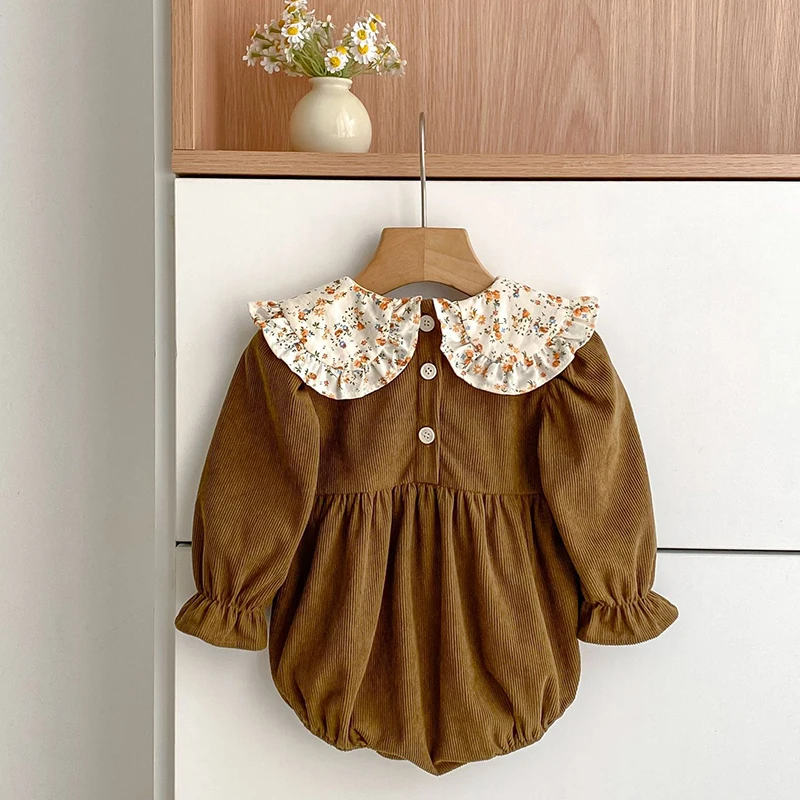 Neue Herbst Kinder Kleidung Schwestern Mädchen Party Prinzessin Kleid Cord Blume Kragen Kleid Baby Mädchen Strampler Kinder Schwestern Kleider – Detail 16